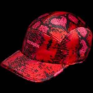 IVY PARK x IVY HEART Satin Snakeskin Print Panel Baseball Cap